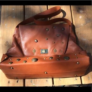 Italian leather satchel with vintage brass accents
